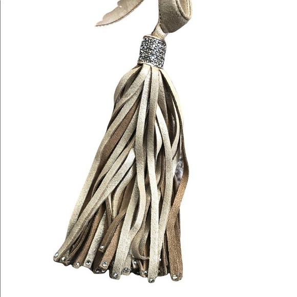 JIMMY CHOO Viola 110 Tan Suede Crystal Tassel High Heeled Sandals Size EU 37.5 - Picture 11 of 15